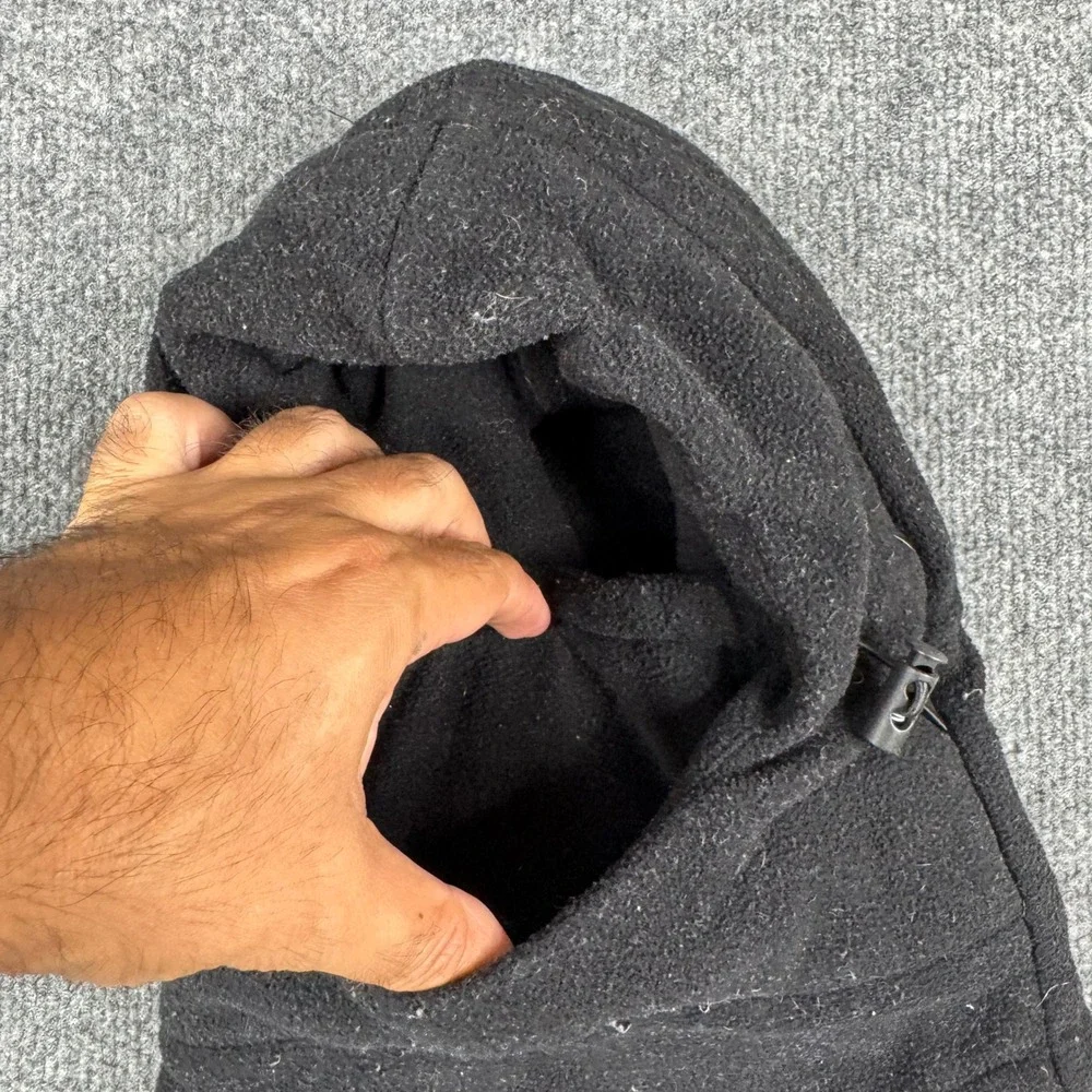 Elangs Balaclava Mens OSFM Black Fleece Adjustable Drawstring Hood Neck Warmer